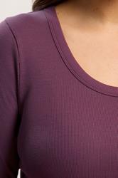 YOURS Plus Size Purple Ribbed Scoop Neck Top | Yours Clothing 4