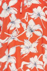YOURS Plus Size Orange Floral Print Frill Neck Top | Yours Clothing 6