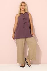 YOURS Plus Size Purple Tie Front Smock Vest Top | Yours Clothing 2