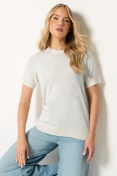 LTS Tall Women's Ivory White Short Sleeve Knit Jumper | Long Tall Sally 3