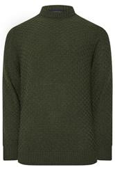 BadRhino Big & Tall Dark Green Textured Crew Neck Knitted Jumper