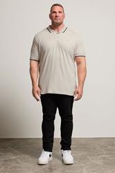 BadRhino Big & Tall Natural Brown Tipped Polo Shirt | BadRhino 2