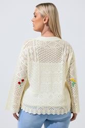 LIMITED COLLECTION Plus Size White Crochet Embroidered Cardigan 4