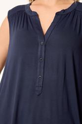 YOURS Plus Size Blue Notch Neck Vest Top | Yours Clothing 4