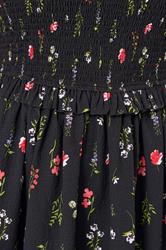 YOURS Plus Size Black Floral Shirred Peplum Top | Yours Clothing 4