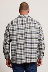 BadRhino Big & Tall Brown & Blue Brushed Checked Shirt | BadRhino 2
