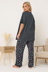 YOURS Plus Size Grey 'Sleep Is Sweet' Wide Leg Pyjama Set | Yours Clothing 2