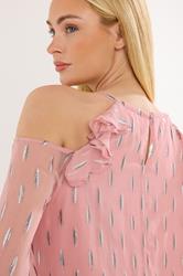 STAR Pink Metallic Cold Shoulder Top | StarByJM 1