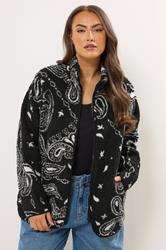 YOURS Plus Size Black Paisley Print Teddy Fleece Jacket | Yours Clothing 3