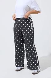 LIMITED COLLECTION Plus Size Black Polka Dot Side Stripe Trousers | Yours Clothing 2