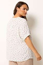 YOURS Plus Size Ivory White Ditsy Floral Dobby Blouse | Yours Clothing 2
