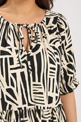 YOURS Plus Size Black Abstract Tie Neck Dress | Yours Clothing 4
