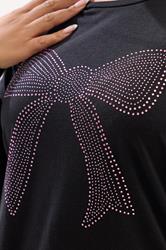 YOURS Plus Size Black Diamante Bow Long Sleeve Top | Yours Clothing 4