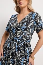 YOURS Plus Size Black Leaf Maxi Wrap Dress | Yours Clothing 4