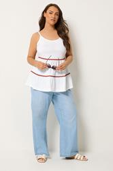 YOURS Plus Size White Tiered Trim Vest Top | Yours Clothing 1