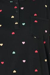 YOURS Plus Size Black Heart Placket Nightdress | Yours Clothing 4