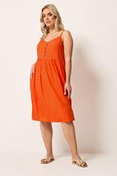 YOURS Plus Size Orange Strappy Midi Sundress | Yours Clothing 1
