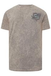 BadRhino Big & Tall Grey Acid Wash Skull Graphic T-Shirt