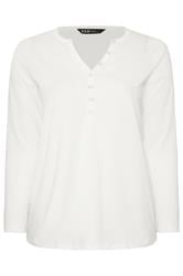 YOURS Curve Ivory White Henley Top