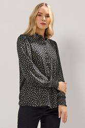 LTS Tall Black Spot Balloon Sleeve Shirt | Long Tall Sally 3