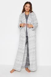 LTS Tall Womens Grey Fairisle Shawl Dressing Gown | Long Tall Sally 3