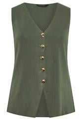EVANS Curve Khaki Green Knitted Waistcoat