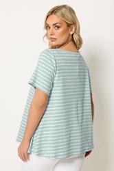 YOURS Plus Size Blue Stripe Swing Top | Yours Clothing 2