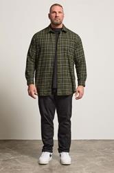 JACK & JONES Big & Tall Green Flannel Checked Shirt | BadRhino 1