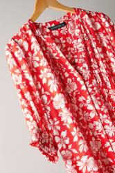 EVANS Plus Size Red Floral Pintuck Blouse | Evans 7