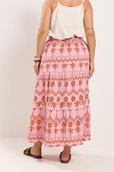 YOURS Plus Size Pink Palm Tree Printed Skirt | Yours Clothing 2