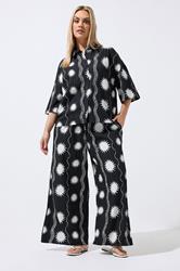 LIMITED COLLECTION Plus Size Black Sun Crinkle Shirt | Yours Clothing 1