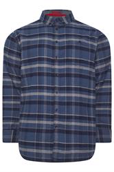 D555 Big & Tall Navy Blue Check Shirt | BadRhino 2