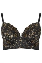 YOURS Plus Size Black & Gold Floral Padded Bra | Yours Clothing 5