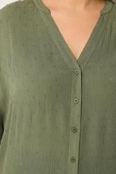 YOURS Plus Size Green Dobby Notch Neck Blouse | Yours Clothing 4