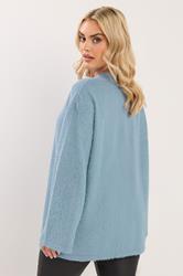 YOURS Plus Size Blue Fluffy Knit Jumper | Yours Clothing 2