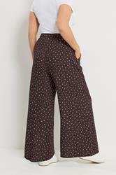 YOURS Plus Size Chocolate Brown Polka Dot Wide Leg Trousers | Yours Clothing 4