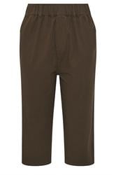 YOURS Curve Chocolate Brown Cool Cotton Cropped Trousers