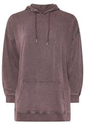 YOURS Curve Burgundy Red Acid Wash Hoodie
