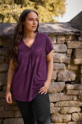EVANS Curve Purple Premium Jersey Pleat Swing Top | Evans 3
