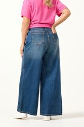 YOURS Plus Size Blue Palazzo Front Seam Wide Leg Jeans | Yours Clothing 2