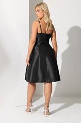 YOURS LONDON Plus Size Black Satin Twill Corset Dress | Yours Clothing 2