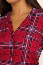 YOURS Plus Size Red Check Button Through Soft Touch Nightdress | Yours Clothing 4