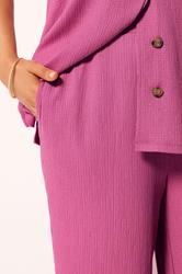 YOURS Plus Size Pink Textured Wide Leg Trousers | Yours Clothing 4