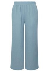 YOURS Curve Blue Wide Leg Textured Trousers