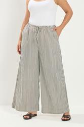 YOURS Plus Size Brown & White Striped Wide Leg Trousers | Yours Clothing 3