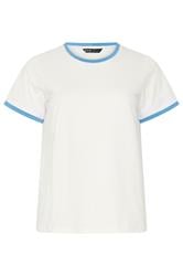 YOURS Curve White Contrast Trim T-Shirt