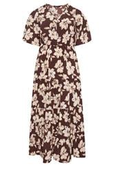 YOURS Curve Brown Floral Tiered Maxi Dress