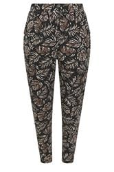 YOURS Curve Black Leaf Print Double Pleat Harem Trousers