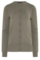 LTS Tall Mocha Brown Crew Neck Button Cardigan
