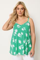 YOURS Plus Size Green Floral Swing Vest Top | Yours Clothing 3